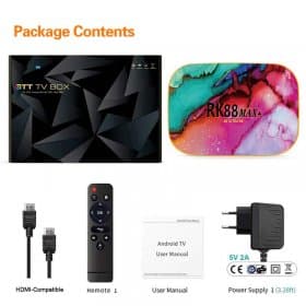 RK88MAX+ Android 11.0 Smart IPTV Box Ship From France 4GB 64GB 128GB RK3318 Dual Wifi Android 11 TV Box 2021 4K 1080P RK88MAX + Android TV Set top Box With 1 Year Code IPTV Subscription iptv france