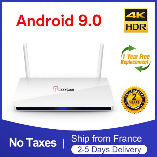 Leadcool Android 9.0 Smart TV Box Amlogic S905W Quad Core 2.4GHz WiFi H.265 4K Media Player Smart tv Box Leadcool Set Top Box ship from france