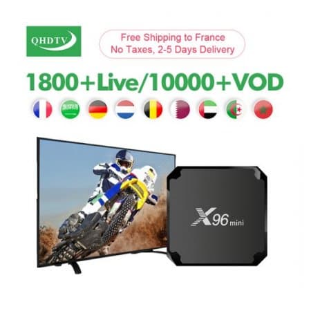 X96mini QHDTV IPTV Box Android 9.0 tv box France Arabic French Smart TV Box Amlogic S905W 4K HD 1G 8G 2G 16G Set top Box With 1 Year smart Code IPTV Subscription