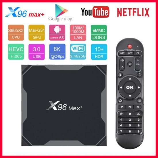 X96 Max Plus Android 9.0 smart tv box 4GB 32GB 64GB Support 2.4G/5G Wifi Amlogic S905X3 Quad Core media player 8K set top box ship from france
